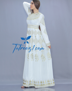 Load image into Gallery viewer, Stunning Chiffon White &amp; Gold  Embroidery Long Maxi Thoub
