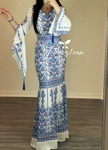 Miss Princess With Blue Embroidery Long Thoub Dress