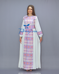 Purple Simple Modest Embroidered Long Dress