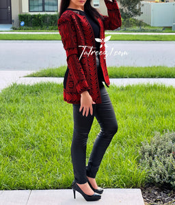 Stunning Red Long Jacket Embroidery