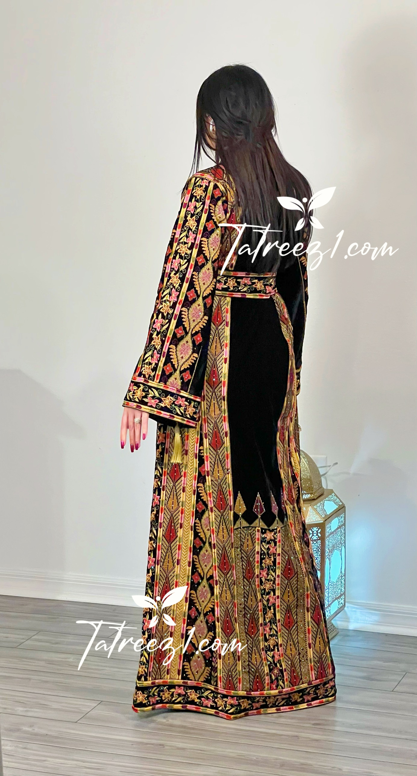 New Collections Gold Embroidery Elegant Velvet Palestinian Thoub