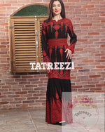 Load image into Gallery viewer, Mermaid Red&amp;Black Elegant Stone Embroidery Long Maxi Dress
