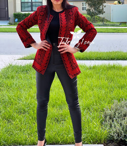 Stunning Red Long Jacket Embroidery