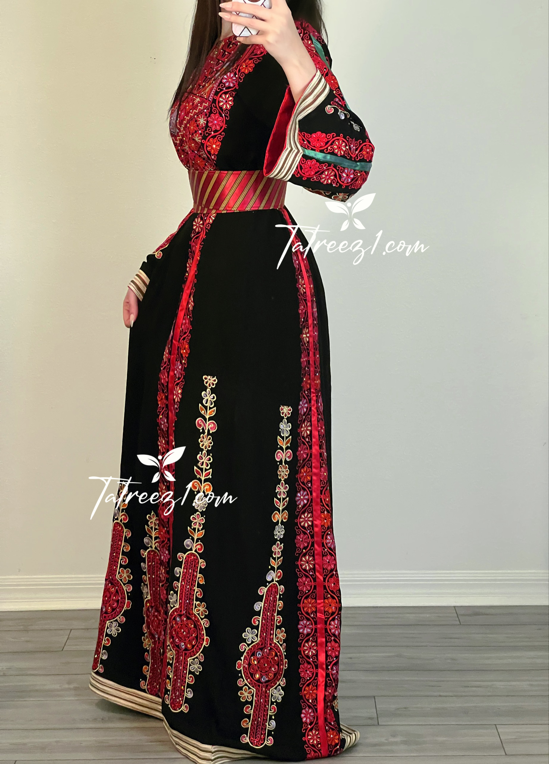 Red & Black Stylish Beautiful Palestinian Embroidery