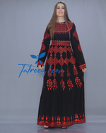 Load image into Gallery viewer, Stunning Chiffon Red &amp; Black Embroidery Long Maxi Thoub
