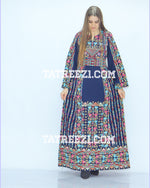 Charger l&#39;image dans la galerie, Multicolor Blue Embroidered Jordanian Palestinian Thoub Dress
