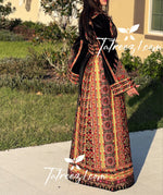 Load image into Gallery viewer, Black Velvet Gorgeous  Multicolored Embroidery Elegant  Stone Palestinian Thoub
