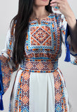 Simple Traditional Thoub  Embroidery Stone  Thobe with Matching Embroidery and Kashmir Belt