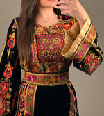 Load image into Gallery viewer, The New Black Velvet Malacca Embroidered Palestinian Fellahi Thobe
