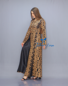 Gold Color Fully Embroidery Thoub Skirt Dress