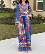 Load image into Gallery viewer, Stunning Blue Traditional Embroidery Thoub Stone Wide Sleeve Elegant
