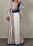 Simple Traditional Thoub  Embroidery Stone  Thobe with Matching Embroidery and Kashmir Belt