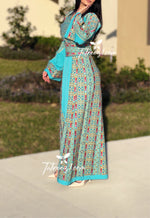 Charger l&#39;image dans la galerie, Stunning Turquoise Embroidery Traditional Long Thoub
