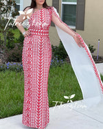 Load image into Gallery viewer, White &amp; Red Stunning  One Shoulder Fully Embroidery Long Dress
