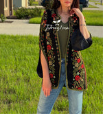 Load image into Gallery viewer, Stunning Long Jacket Red Flowers Embroidery
