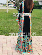 Load image into Gallery viewer, Black Traditional Kashmir Embroidered Palestinian Fellahi Thobe
