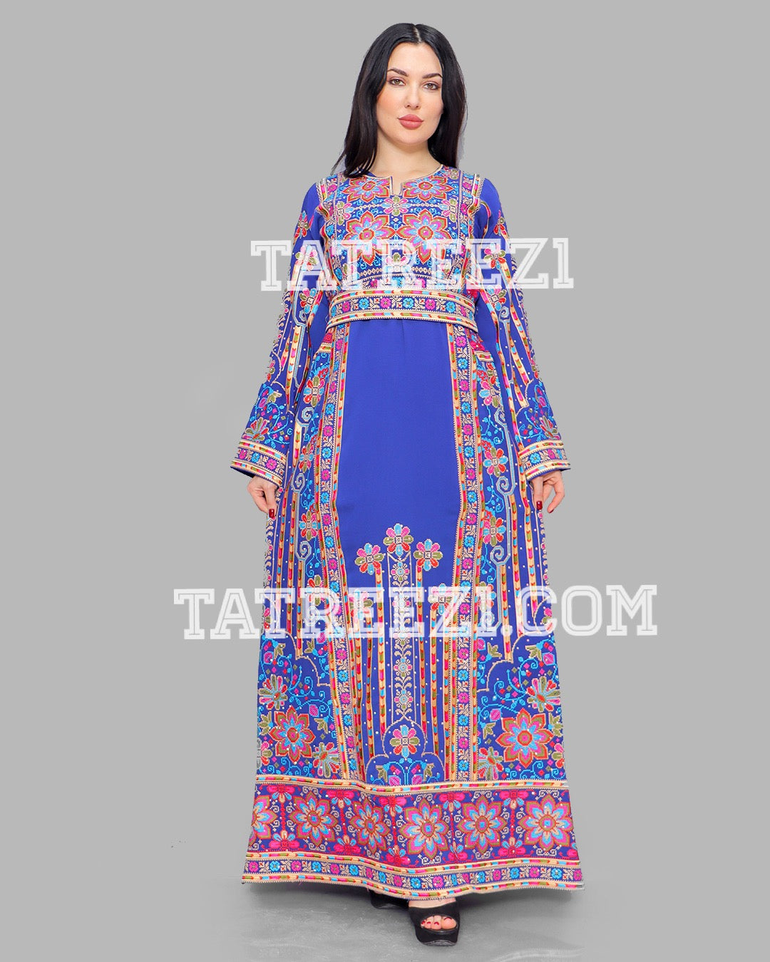 Palestinian poncho, shirt,tatreez, omar embroidery one size blue