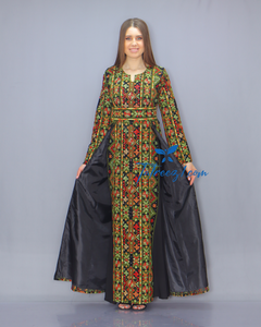 Green Color Fully Embroidery  Thoub Skirt Attached