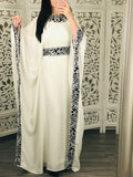 Cream Luxury Embroidery Dubai One Size abaya