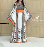 Load image into Gallery viewer, Green Embroidery Qasab Thoub  Wide Sleeve Elegant with Reversible Belt
