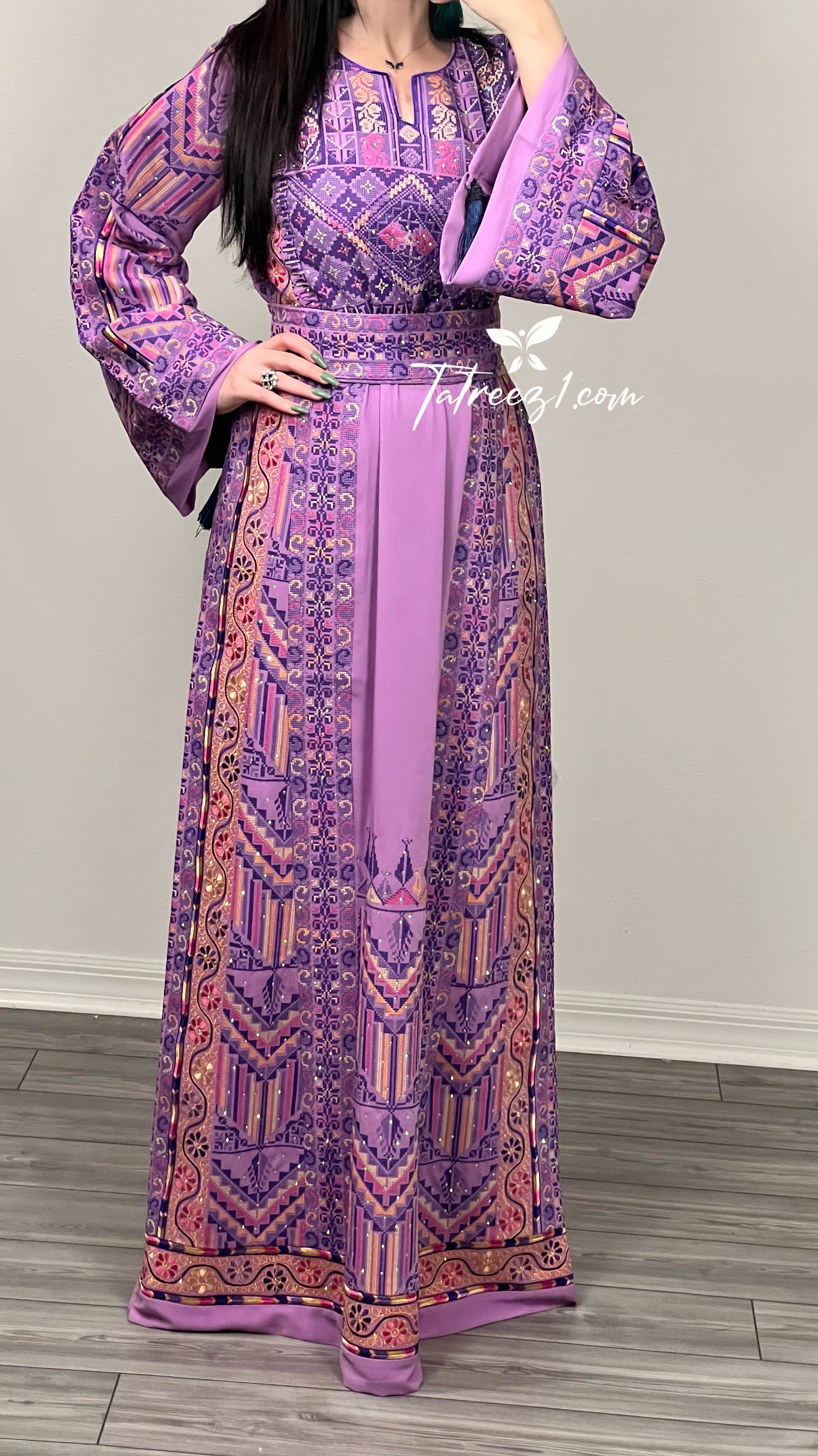 The Lavender Astonishing Palstainen Embroidery Traditional Long Thoub