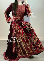 Load image into Gallery viewer, Maroon Stunning Velvet Thoub With Removable Skirt
