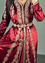 Load image into Gallery viewer, Silk Velvet Selection 2 pieces Moroccan Embroidery stone caftan
