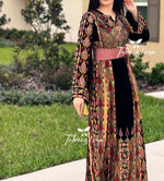 Load image into Gallery viewer, New Collections Gold Embroidery Elegant Velvet Palestinian Thoub
