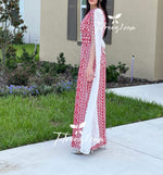 Load image into Gallery viewer, White &amp; Red Stunning  One Shoulder Fully Embroidery Long Dress
