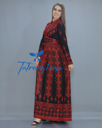 Load image into Gallery viewer, Red Embroidery Stone Caftan Long Maxi Dress
