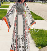 Load image into Gallery viewer, Green Embroidery Qasab Thoub  Wide Sleeve Elegant with Reversible Belt
