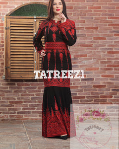 Mermaid Red&Black Elegant Stone Embroidery Long Maxi Dress