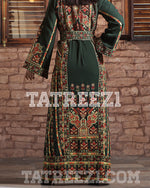 Load image into Gallery viewer, New Collections Green Embroidered Thobe Jordanian Palestinian Thoub Dress
