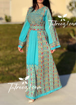 Load image into Gallery viewer, Stunning Turquoise Embroidery Traditional Long Thoub
