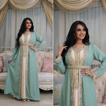 Load image into Gallery viewer, 2 pieces caftans Moroccan With Gold Emberoidery
