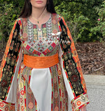Delicate Malacca Stone Embroidery Thobe with Reversible Belt